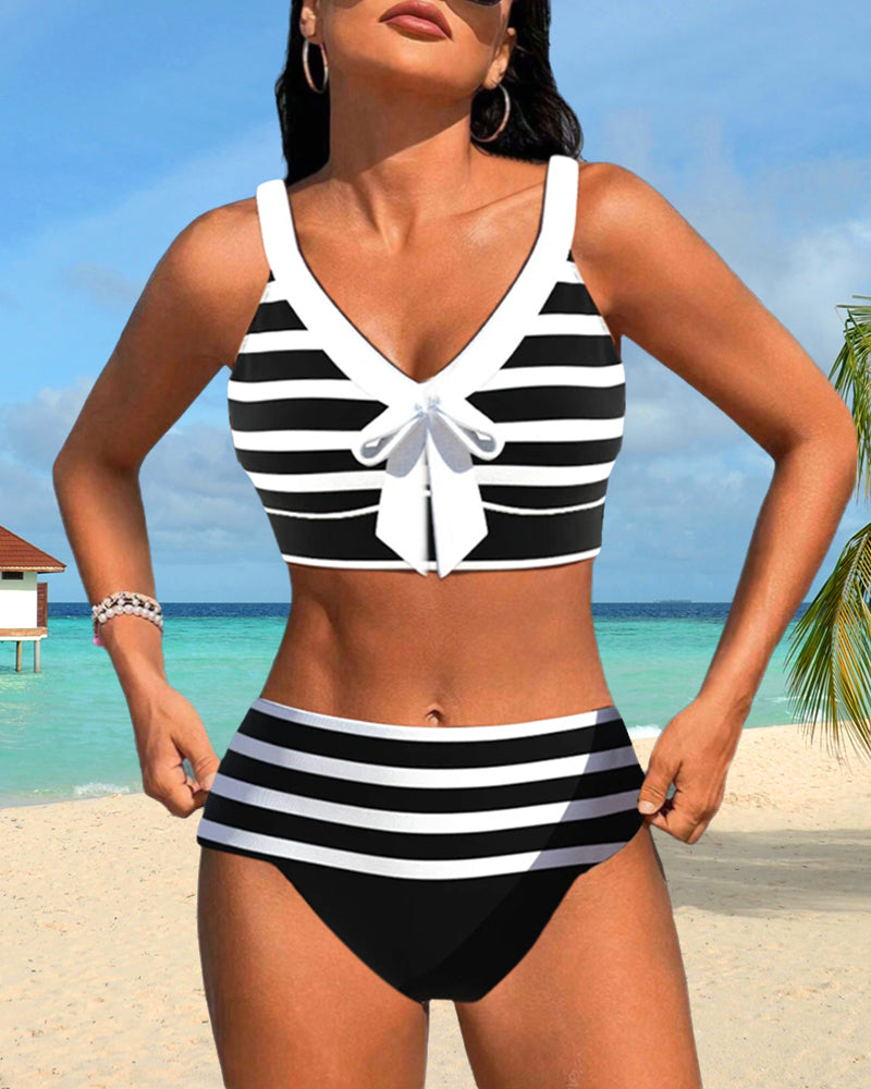 Lula® | Bikini cu dungi de talie înaltă