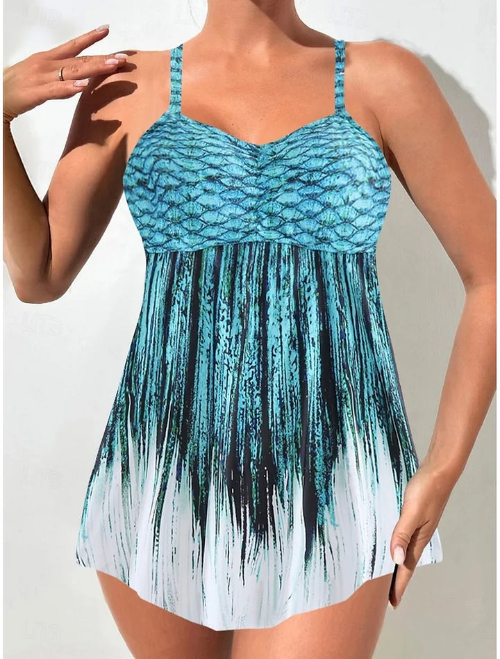 Perla | Set de costum de baie cu imprimeu de sirenă care acoperă burtica