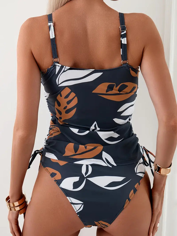 Isla | Set de tankini cu imprimeu de frunze tropicale