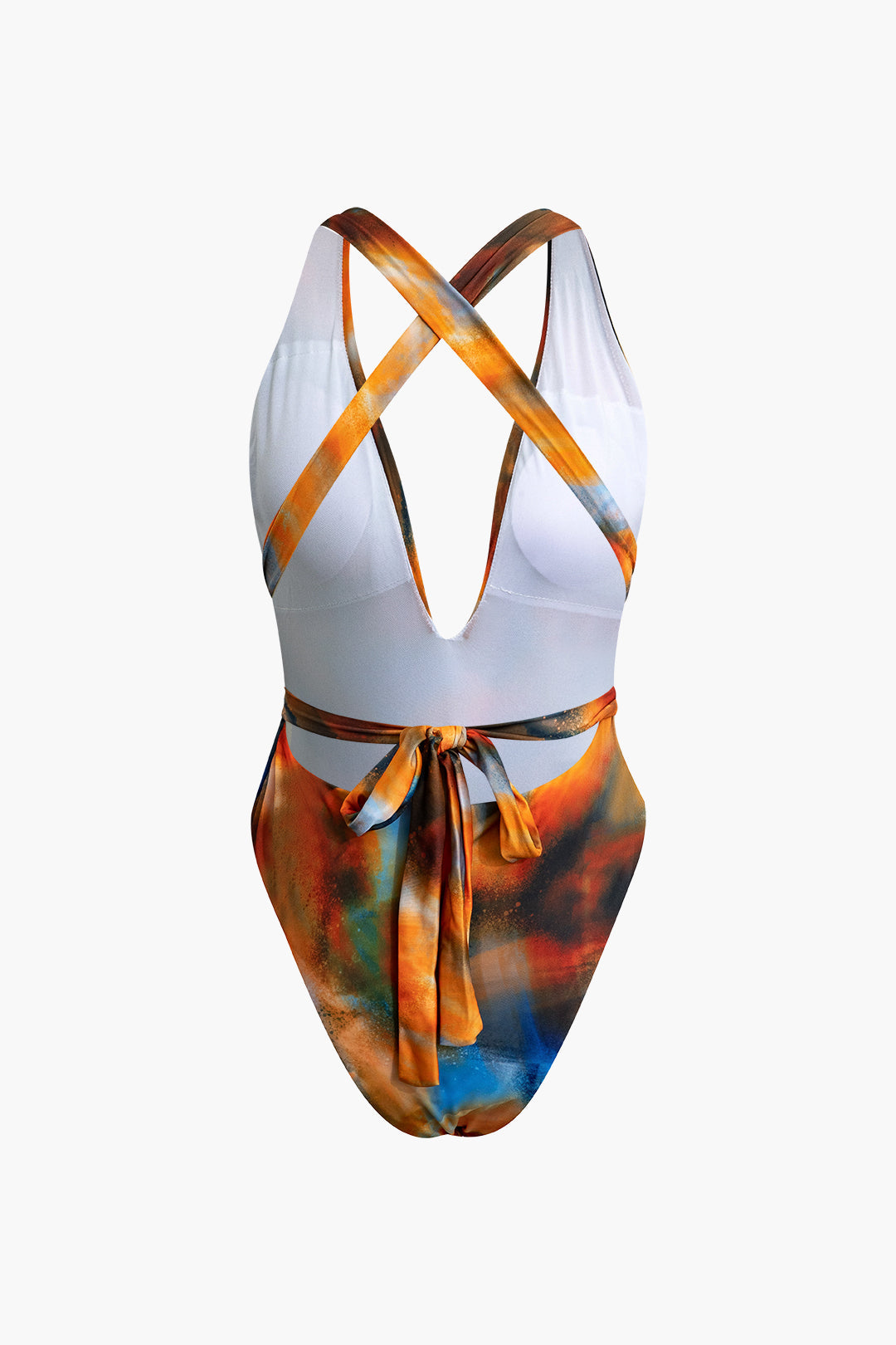 Siena | Set costum de baie cu croială încrucișată și pareo cu acuarelă