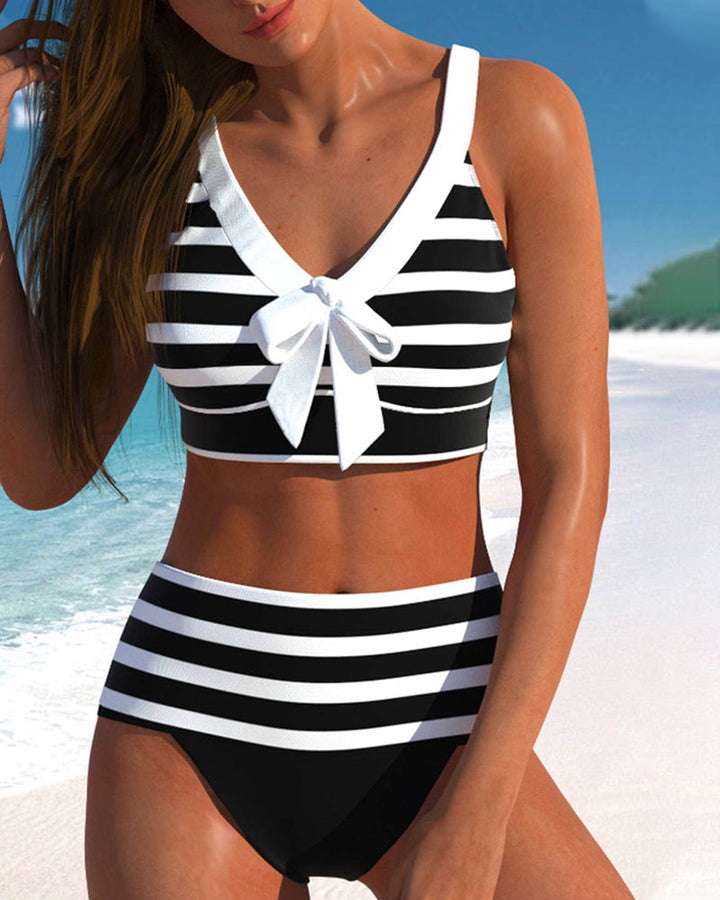 Lula® | Bikini cu dungi de talie înaltă