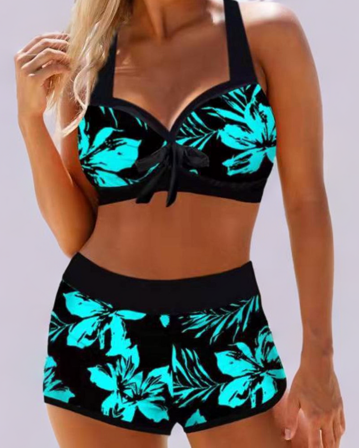 Sherrie – Costum de baie cu talie înaltă și imprimeu floral