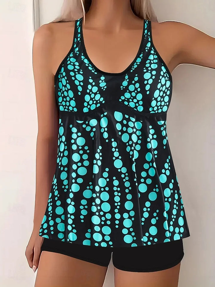 Jade | Set de tankini cu imprimeu de bule care acoperă burtica